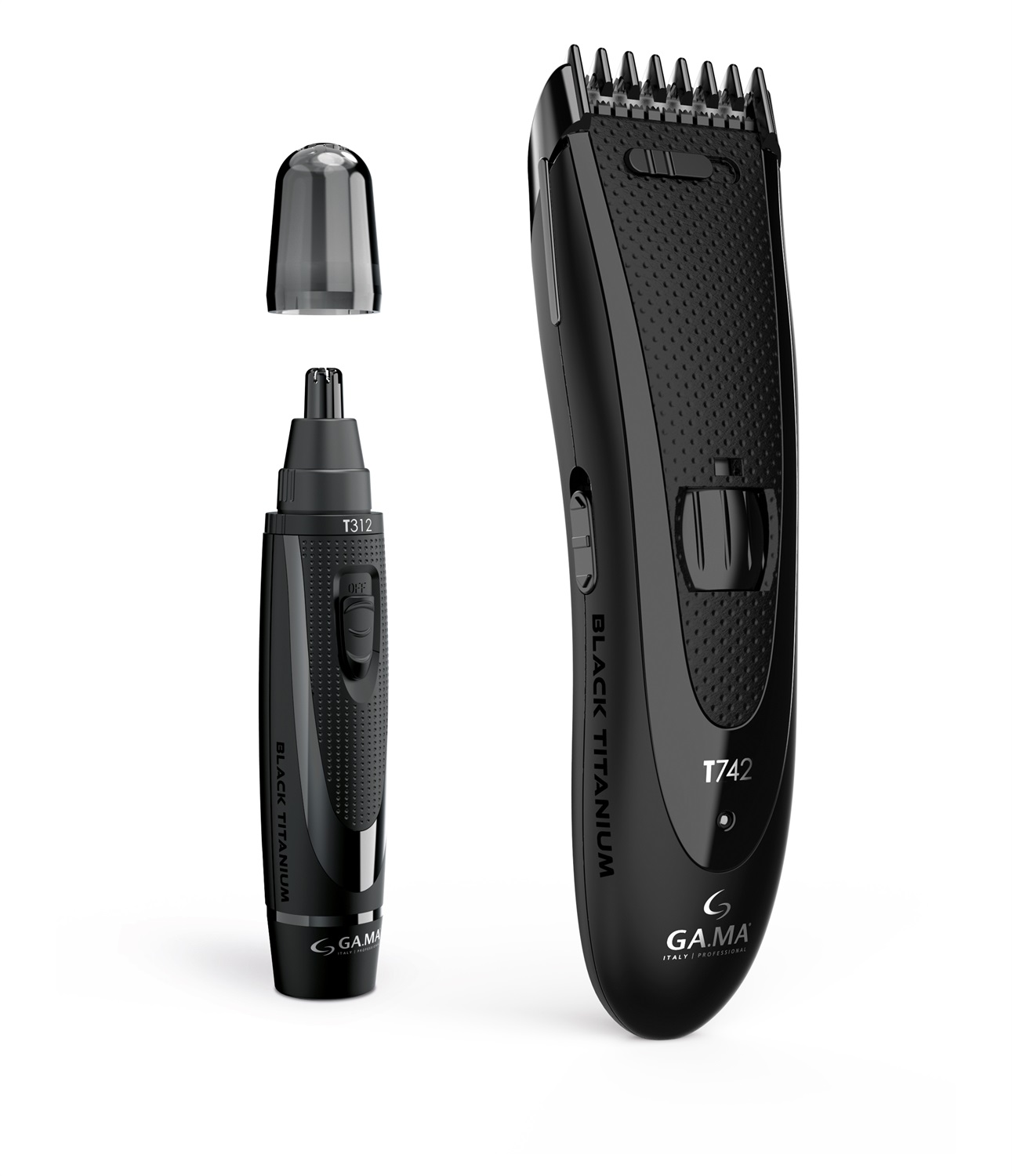 Ga.Ma Tagliacapelli e Trimmer Black Titanium GT744 - Ricaricabile USB, Lama in Titanio, Regolazione da 0,8 a 14,5 mm