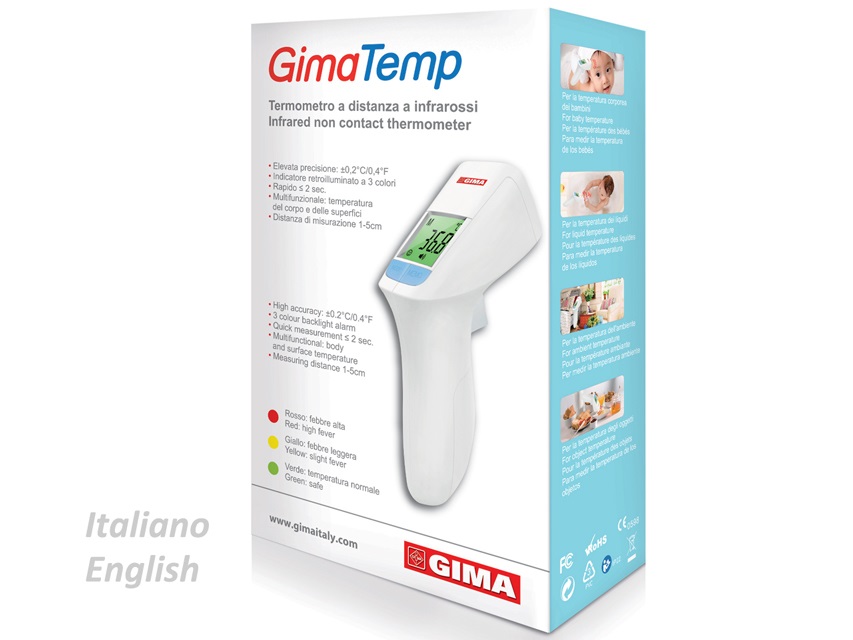GIMA Termometro Digitale No Contact Gimatemp Senza Batterie - Misurazione Rapida della Temperatura Corporea