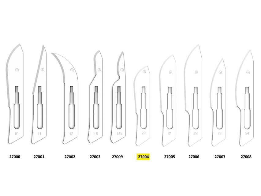 GIMA Bisturi Chirurgico Curvo No. 20 in Acciaio al Carbonio Sterile - Confezione da 100 Pezzi