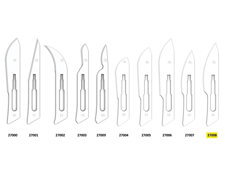 GIMA Bisturi Chirurgico Curvo in Acciaio al Carbonio No. 15C - Confezione da 100 Pz