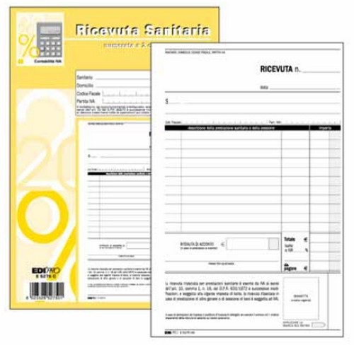 Edipro Blocco Ricevute Sanitarie - 50 Fogli Autoricalcanti - Formato 23 x 15 cm - E5275CN