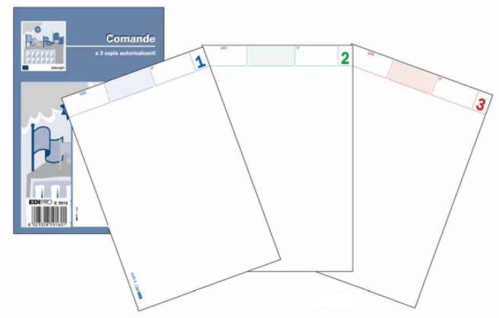 EDIPRO Blocco Comande Autoricalcante 25 Fogli 17 x 9,9 cm - Conf. 20 Pezzi - E5916