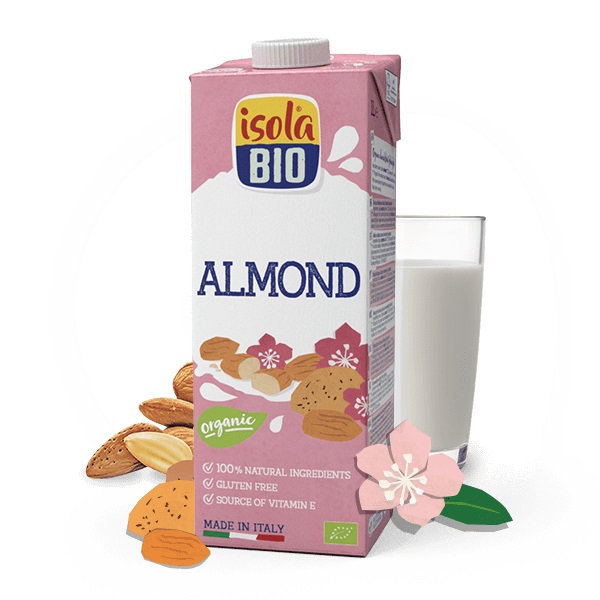 Isola Bio Mandorla Dolce Bevanda Biologica 1 Litro - Latte di Mandorla con Sciroppo d'Agave e Vitamina E