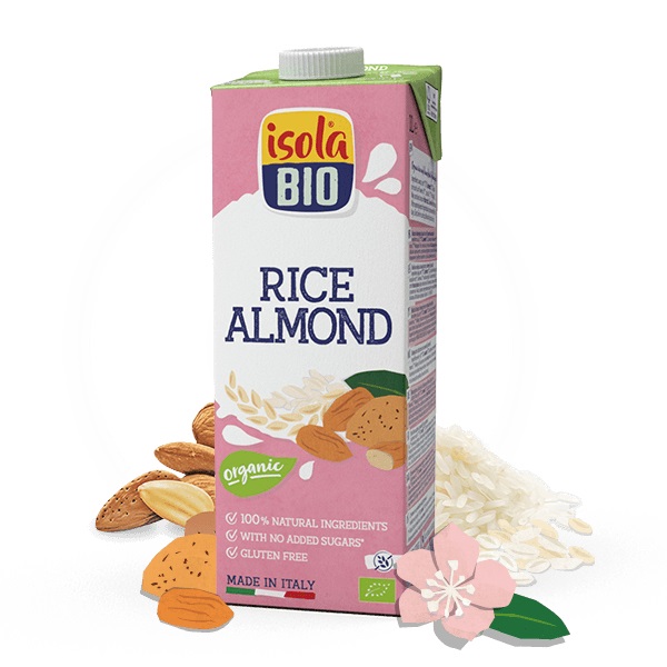 Isola Bio Bevanda di Riso e Mandorla 1000 ml BIO senza glutine e lattosio, confezione da 6 pezzi
