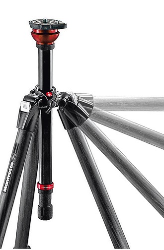 Manfrotto 755CX3 Treppiede Serie MDEVE per Video in Fibra di Carbonio, 3 Sezioni, Base Livellante da 50 mm, Colonna Centrale Trilobata