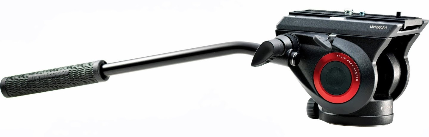 Manfrotto MVH500AH Testa Video Leggera con Base Piatta, 1 Leva Fissa, Altezza 95 mm, Peso 900 g, Alluminio Nero