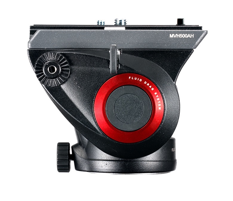 Manfrotto MVH500AH Testa Video Leggera con Base Piatta, 1 Leva Fissa, Altezza 95 mm, Peso 900 g, Alluminio Nero