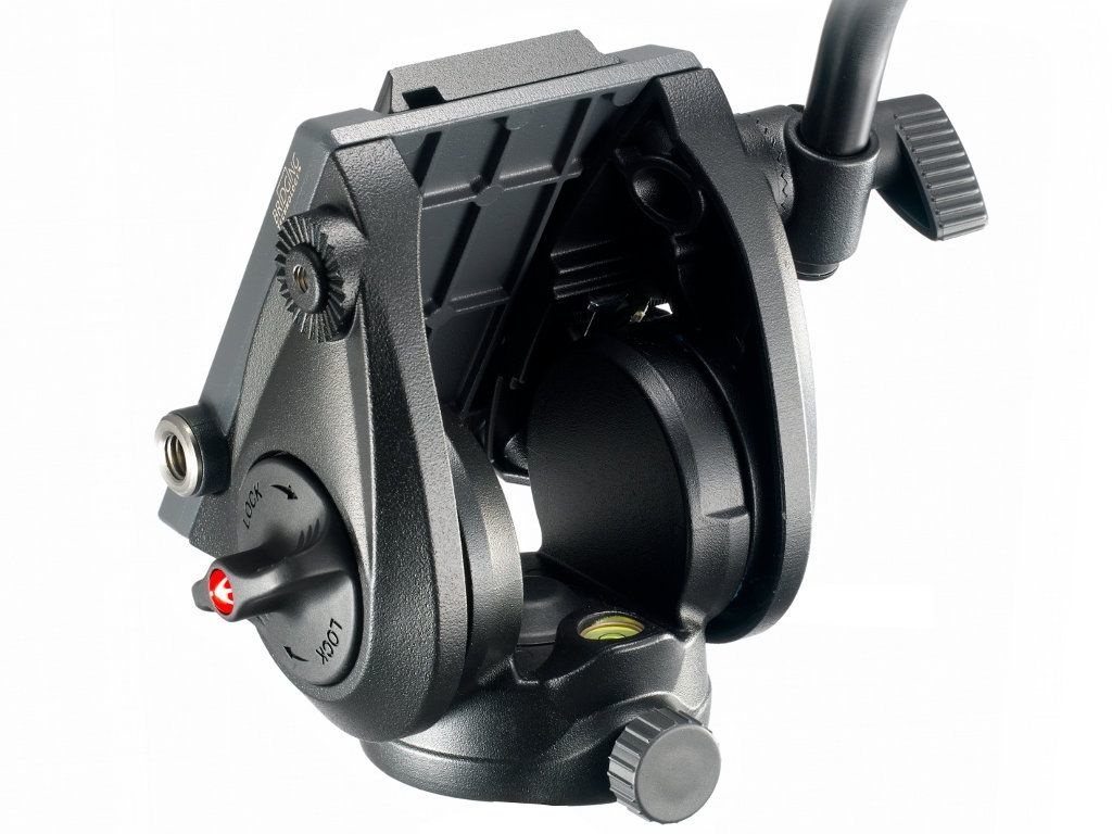 Manfrotto MVH500AH Testa Video Leggera con Base Piatta, 1 Leva Fissa, Altezza 95 mm, Peso 900 g, Alluminio Nero