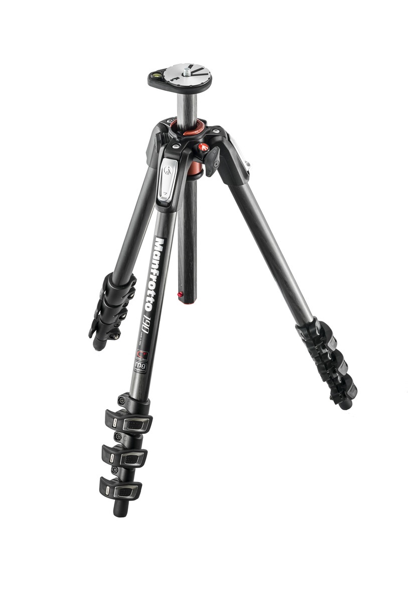 Manfrotto MT190CXPRO4 Treppiede in Fibra di Carbonio, 4 Sezioni, Colonna Posizionabile a 90°, Capacità di Carico 7 kg, Nero