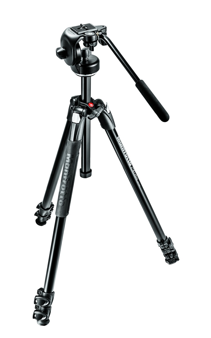 Manfrotto MK290XTA3-2W Kit Treppiede in Alluminio a 3 Sezioni con Testa a 3 Movimenti, Nero