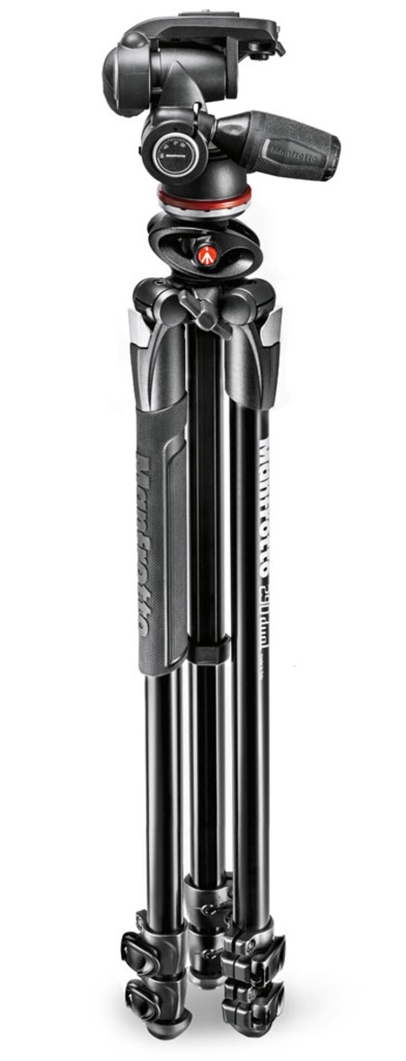 Manfrotto MK290DUA3-3W Treppiede a 3 Sezioni Nero/Antracite con Testa a 3 Vie, Altezza Massima 175,5 cm