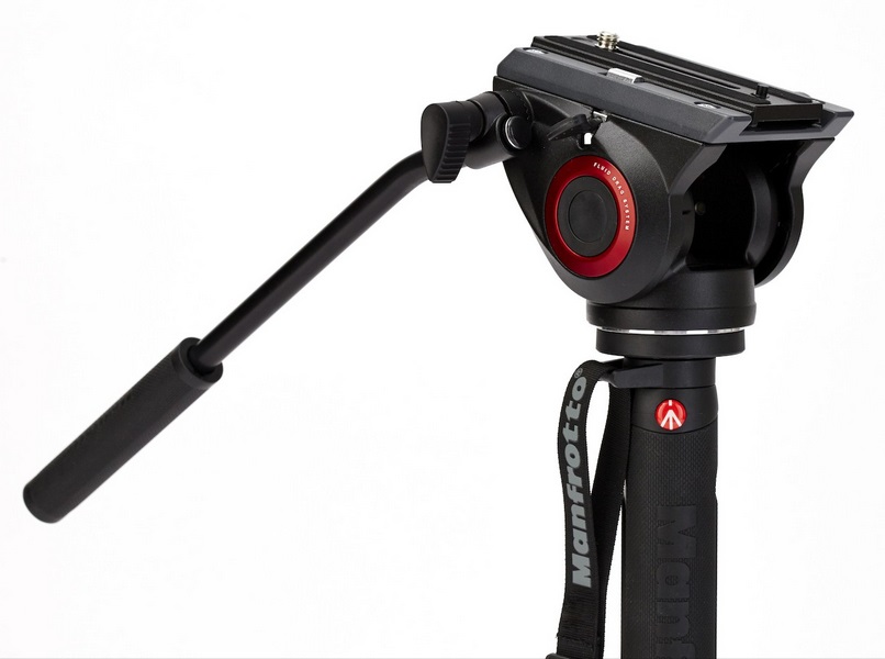 Manfrotto MVMXPRO500 Monopiede Video Professionale in Alluminio con Testa Video MVMF500A, 4 Sezioni, Base Fluida FLUIDTECH, Altezza Massima 203 cm