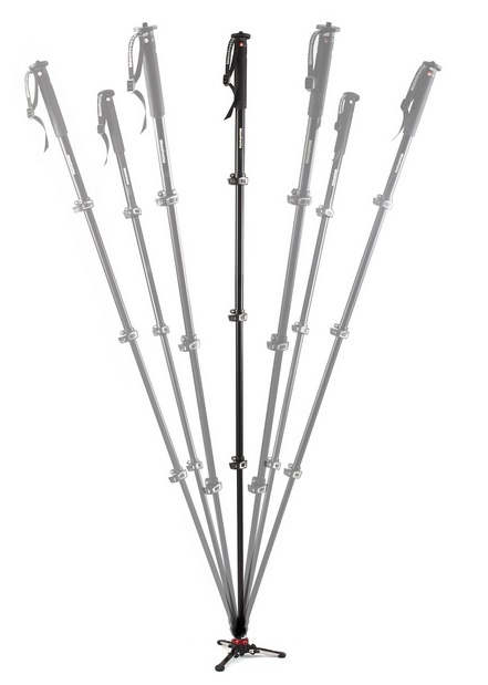 Manfrotto MVMXPRO500 Monopiede Video Professionale in Alluminio con Testa Video MVMF500A, 4 Sezioni, Base Fluida FLUIDTECH, Altezza Massima 203 cm