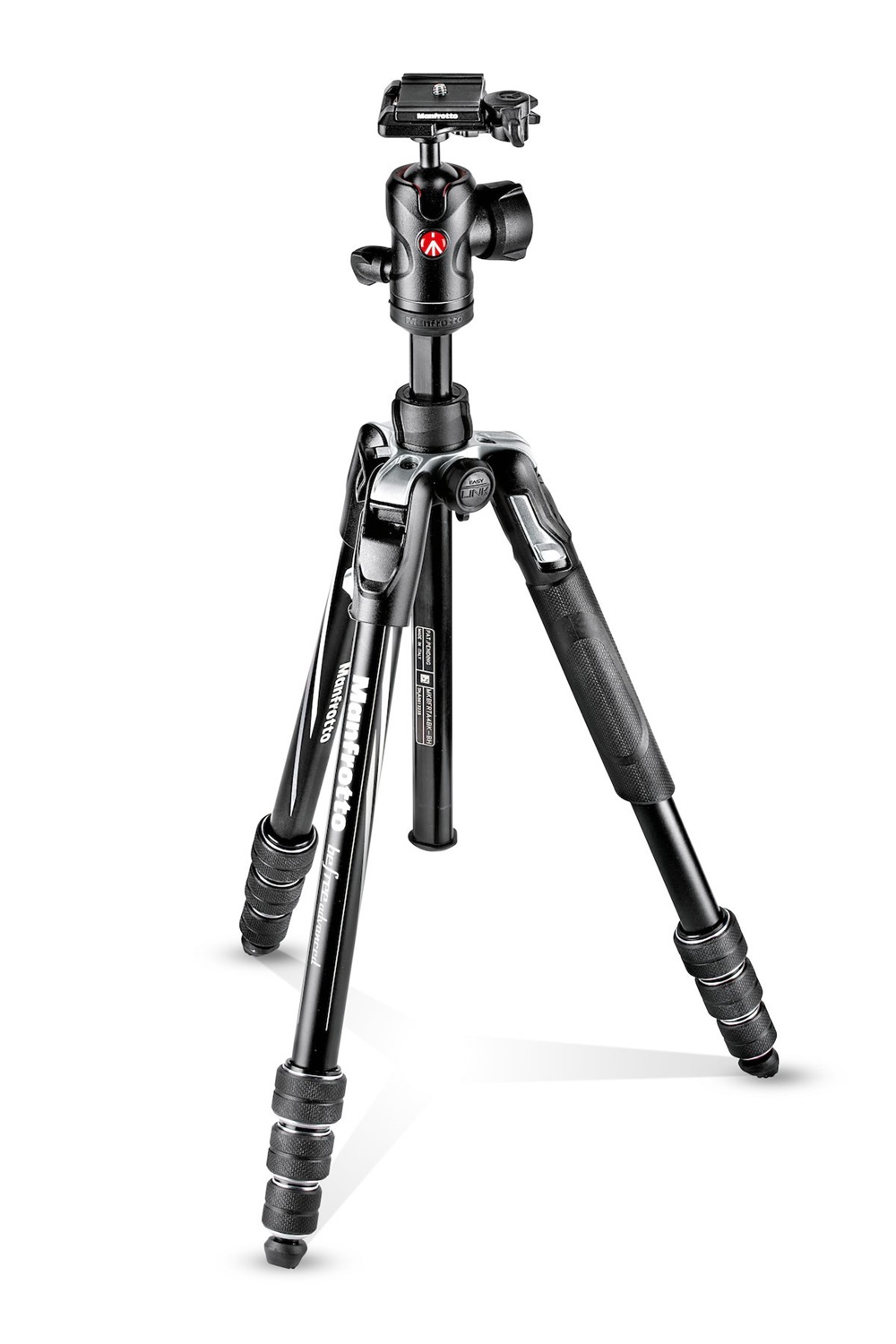 Manfrotto Befree Advanced MKBFRTA4BK-BH Treppiede in Alluminio Nero e Argento con Testa a Sfera, Chiusura Twist, Portatile e Compatto