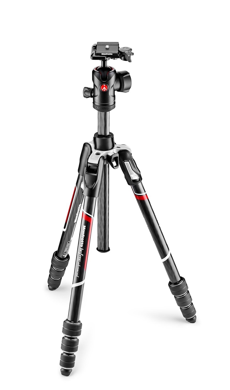 Manfrotto MKBFRTC4-BH Treppiede da Viaggio in Carbonio con Testa Fluida, Altezza Massima 150 cm, Capacità 8 kg, Portatile e Compatto, Nero e Argento