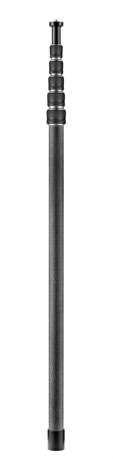 Manfrotto MBOOMCFVR-L - Boom Asta Telescopica Grande in Carbonio per Virtual Reality, Nero - Assorbe Vibrazioni, Qualità 360°, Bloccaggio Rapido