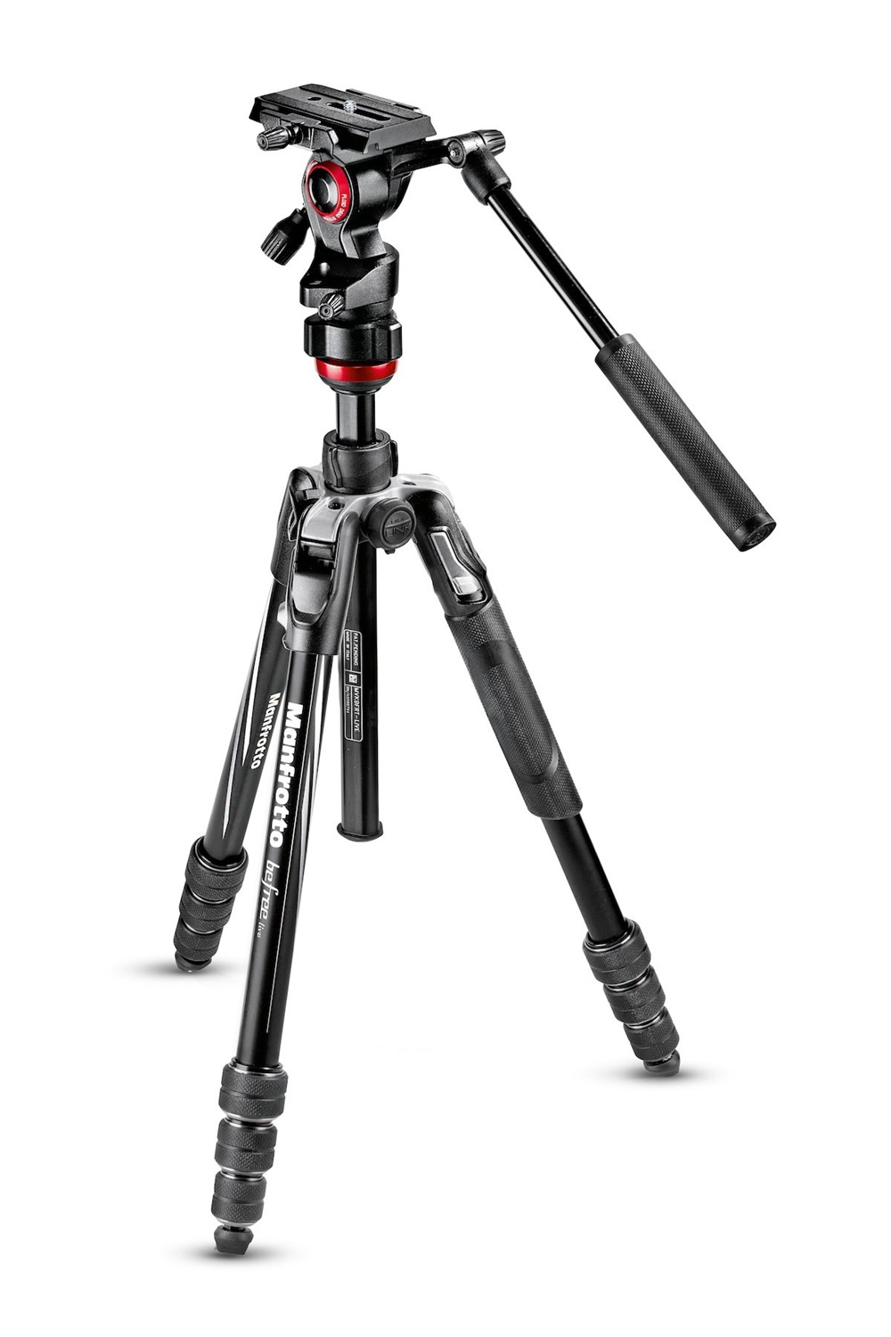Manfrotto Befree Live Twist MVKBFRT-LIVE - Treppiede Video da Viaggio in Alluminio, 3 Gambe, Capacità 4 kg, Altezza Massima 150 cm, Colori Nero/Rosso/Argento