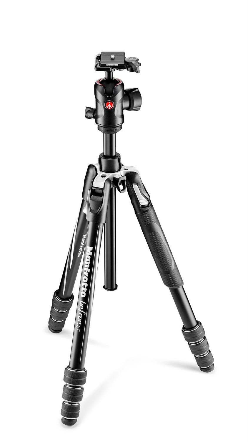 Manfrotto MKBFRTA4GT-BH Treppiede da Viaggio in Alluminio con Testa a Sfera - Altezza Massima 164 cm, Capacità 10 kg, Colore Nero e Argento