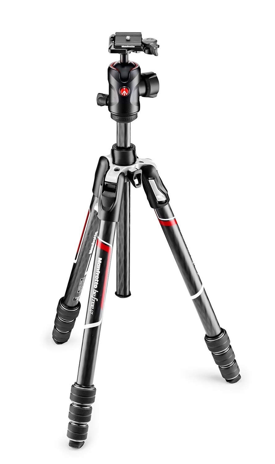 Manfrotto MKBFRTC4GT-BH Treppiede da Viaggio in Carbonio con Testa a Sfera - Portatile, 3 Gambe, Altezza Massima 162 cm, Peso 1,55 kg, Colore Nero e Argento