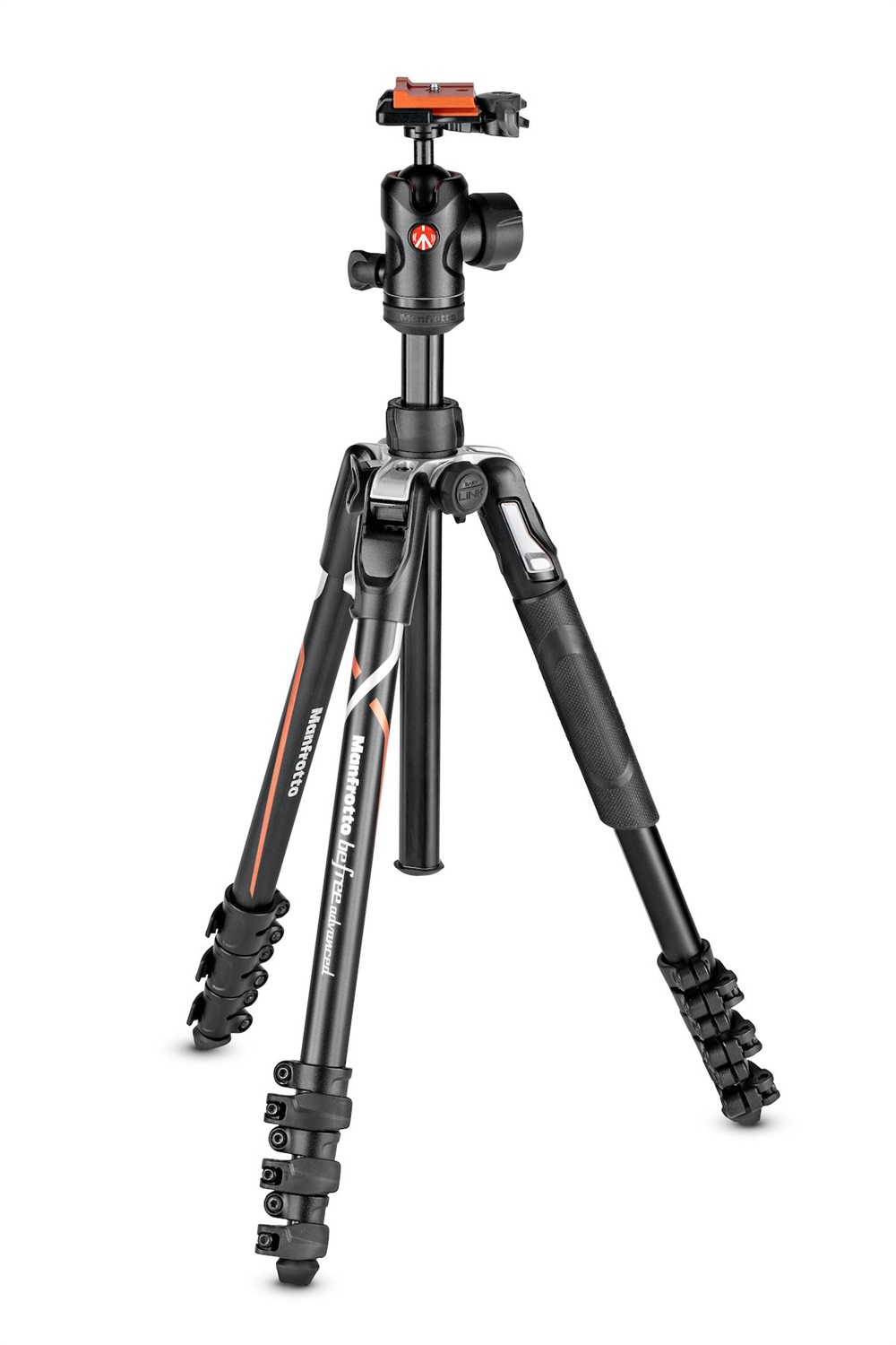 Manfrotto MKBFRLA-BH Treppiede da Viaggio in Alluminio per Fotocamere Sony Alpha7 e Alpha9, Chiusura a Leva, Capacità 8 kg, Altezza Massima 151 cm