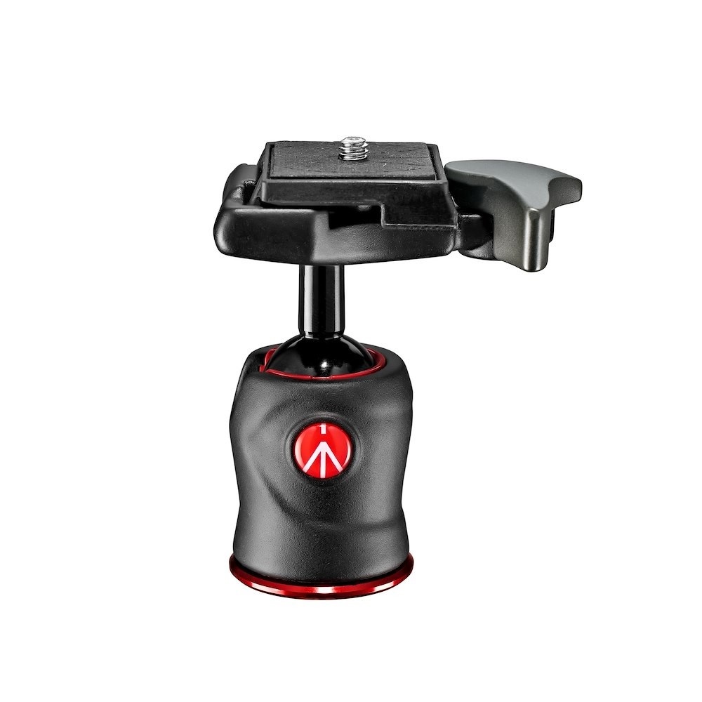Manfrotto MH490-BH Testa a Sfera in Alluminio Nero per Treppiede - Capacità fino a 4 kg, Piastra Rapida RC2 Inclusa