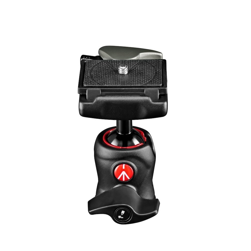 Manfrotto MH490-BH Testa a Sfera in Alluminio Nero per Treppiede - Capacità fino a 4 kg, Piastra Rapida RC2 Inclusa