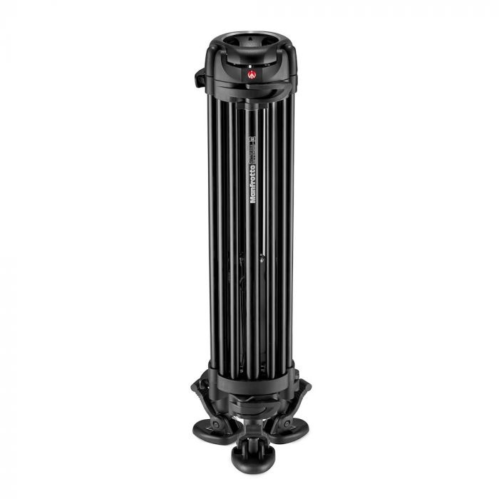 Manfrotto MVTTWINMA Treppiede Video in Alluminio con Culla da 100 mm e Adattatore a 75 mm, 3 Basi in Gomma e Piedini a Puntale