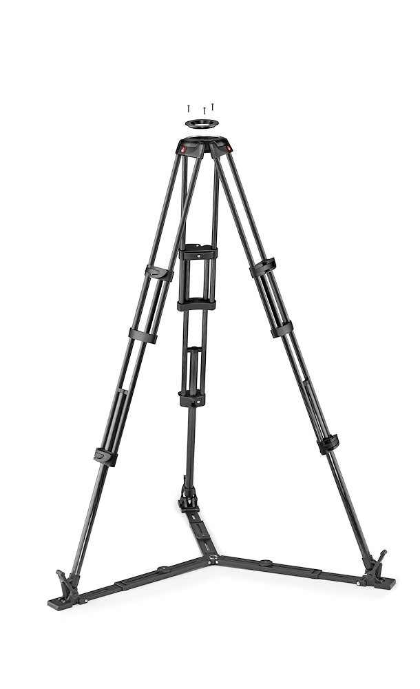 Manfrotto MVTTWINGC Treppiede Video in Fibra di Carbonio a Gamba Doppia con Stabilizzatore Regolabile e Culla da 100/75 mm, Nero