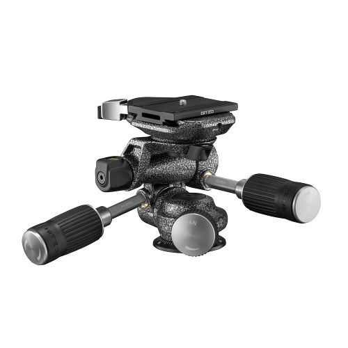 Gitzo GHF3W Testa Fluida a 3 Vie per Treppiede in Magnesio Ultraleggero, Nero, con Livella a Bolla e Impugnature Ergonomiche, Capacità fino a 13 kg