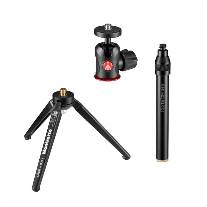 Manfrotto Treppiede da Tavolo 209 con Testa a Sfera 492 in Alluminio - Compatto e Stabile per Fotocamere Digitali e Video