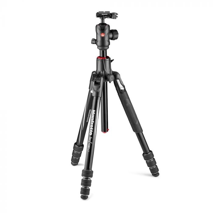 Manfrotto Befree GT XPRO MKBFRA4GTXP-BH Treppiede in Alluminio con Testa a Sfera Centrale 496, Chiusura Twist, Colonna a 90 Gradi, Piastra 200PL-PRO, Portatile e Leggero