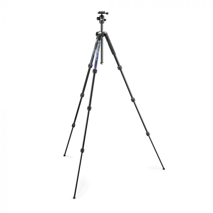 Manfrotto Element MII Treppiede in Alluminio con Testa a Sfera - 3 Gambe, Altezza Massima 160 cm, Capacità di Carico 8 kg, Colore Blu/Nero, Borsa Inclusa