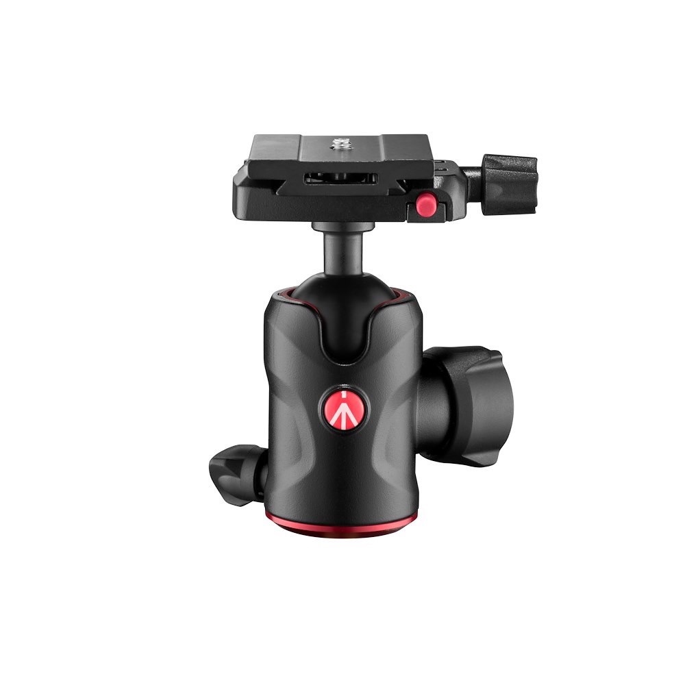 Manfrotto Compact Testa a Sfera 496 in Alluminio con Piastra a Sgancio Rapido MSQ6PL - Capacità fino a 10 kg, Controllo Frizione Indipendente e Tre Livelle a Bolla