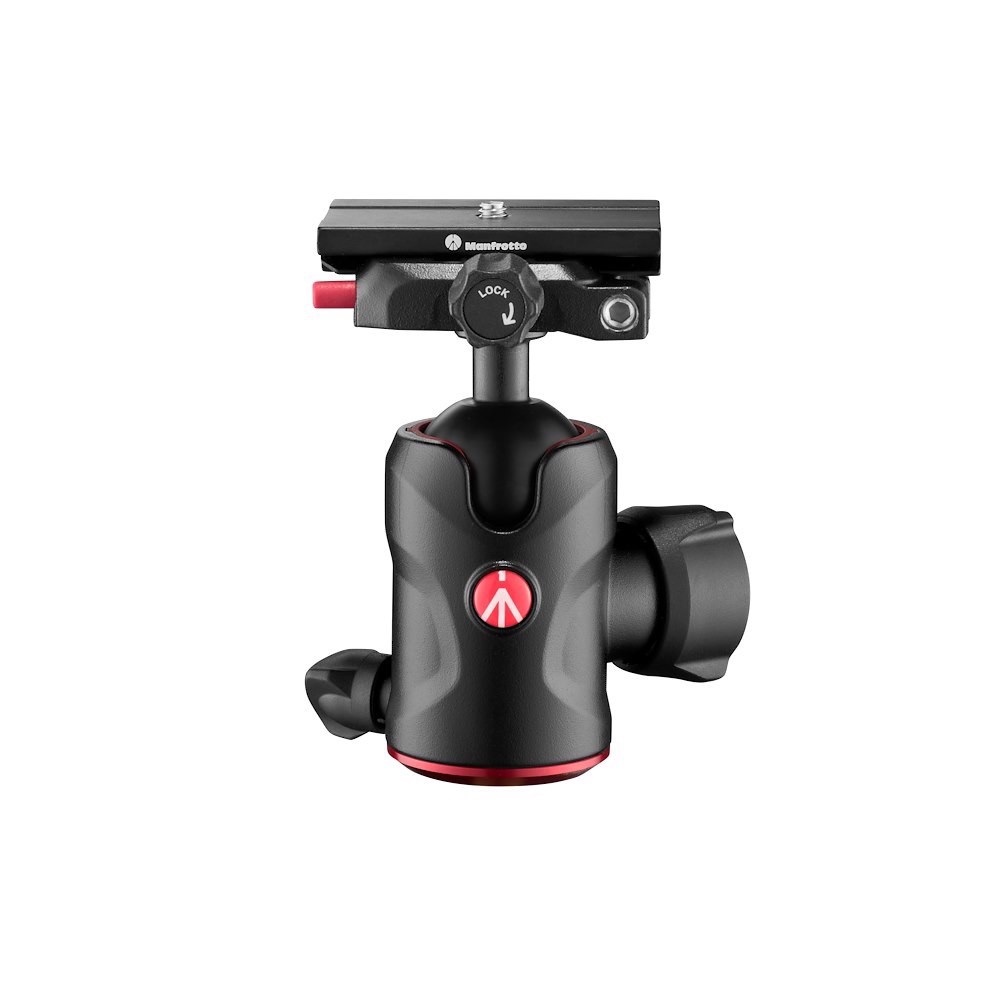Manfrotto Compact Testa a Sfera 496 in Alluminio con Piastra a Sgancio Rapido MSQ6PL - Capacità fino a 10 kg, Controllo Frizione Indipendente e Tre Livelle a Bolla