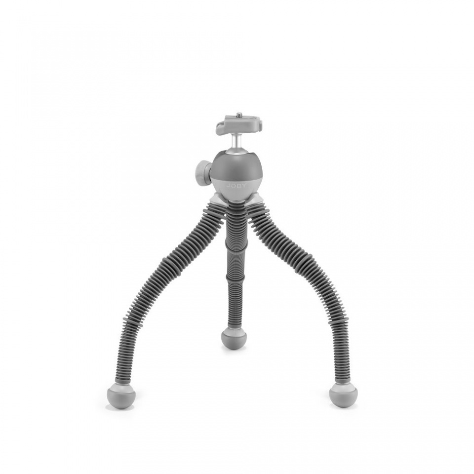 JOBY PodZilla Large - Treppiede Flessibile con Testa a Sfera per Smartphone e Fotocamere Mirrorless, Capacità Max 2,5 kg, Colore Grigio