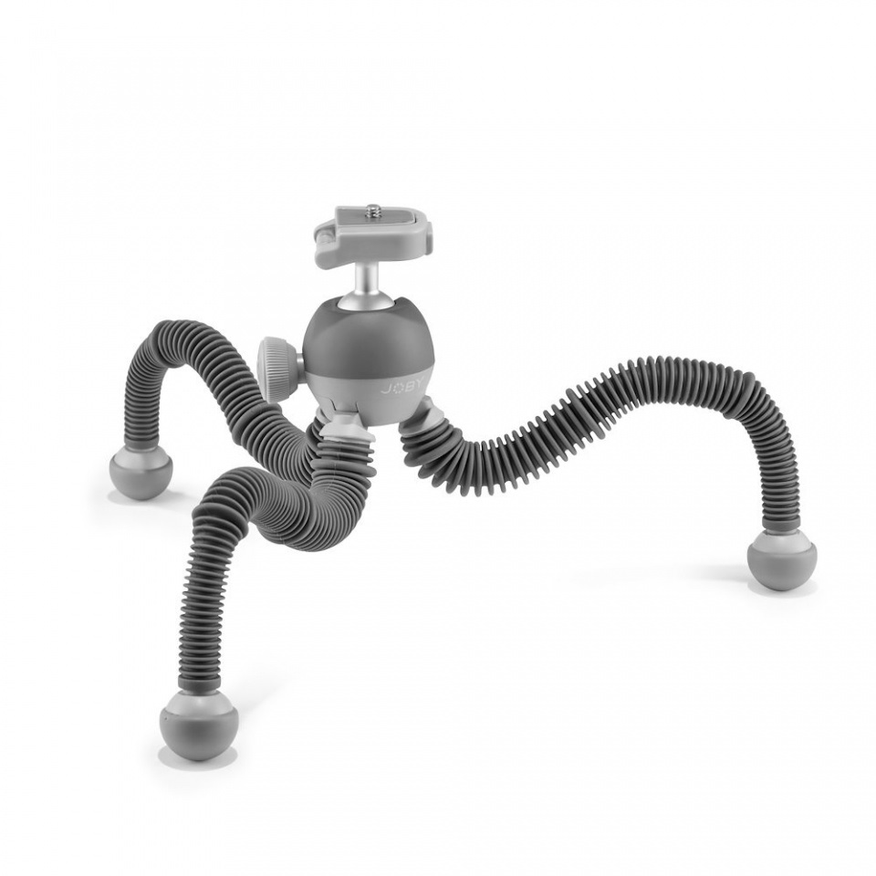 JOBY PodZilla Large - Treppiede Flessibile con Testa a Sfera per Smartphone e Fotocamere Mirrorless, Capacità Max 2,5 kg, Colore Grigio
