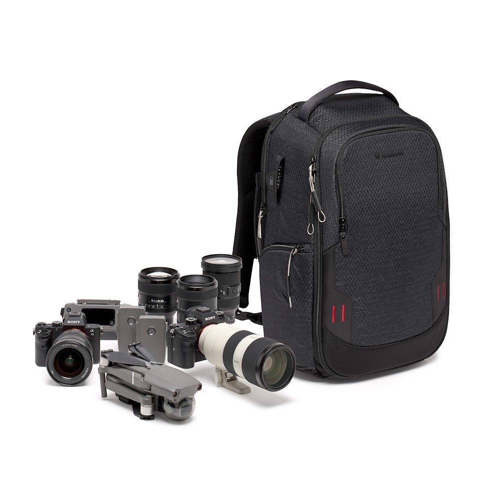 Manfrotto MB PL2-BP-FL-M Zaino Fotografico Professionale Nero con Accesso Frontale e Laterale, Attacco per Treppiede e Imbottitura con Divisori Intercambiabili