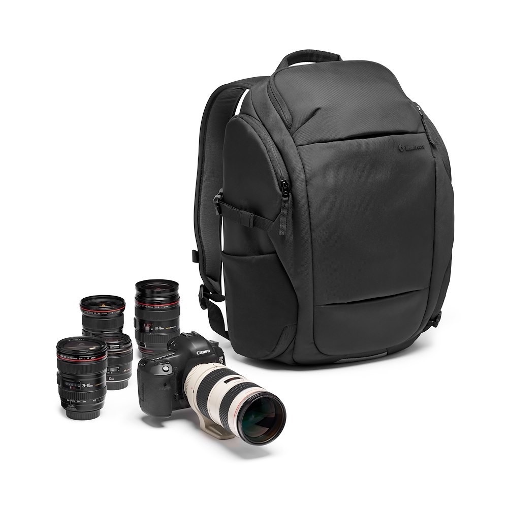 Manfrotto Advanced Travel III Zaino Fotografico per Reflex e Mirrorless, Capacità per Laptop e Obiettivi, Divisori Intercambiabili, Attacco Treppiede, Tasca Espandibile, Nero