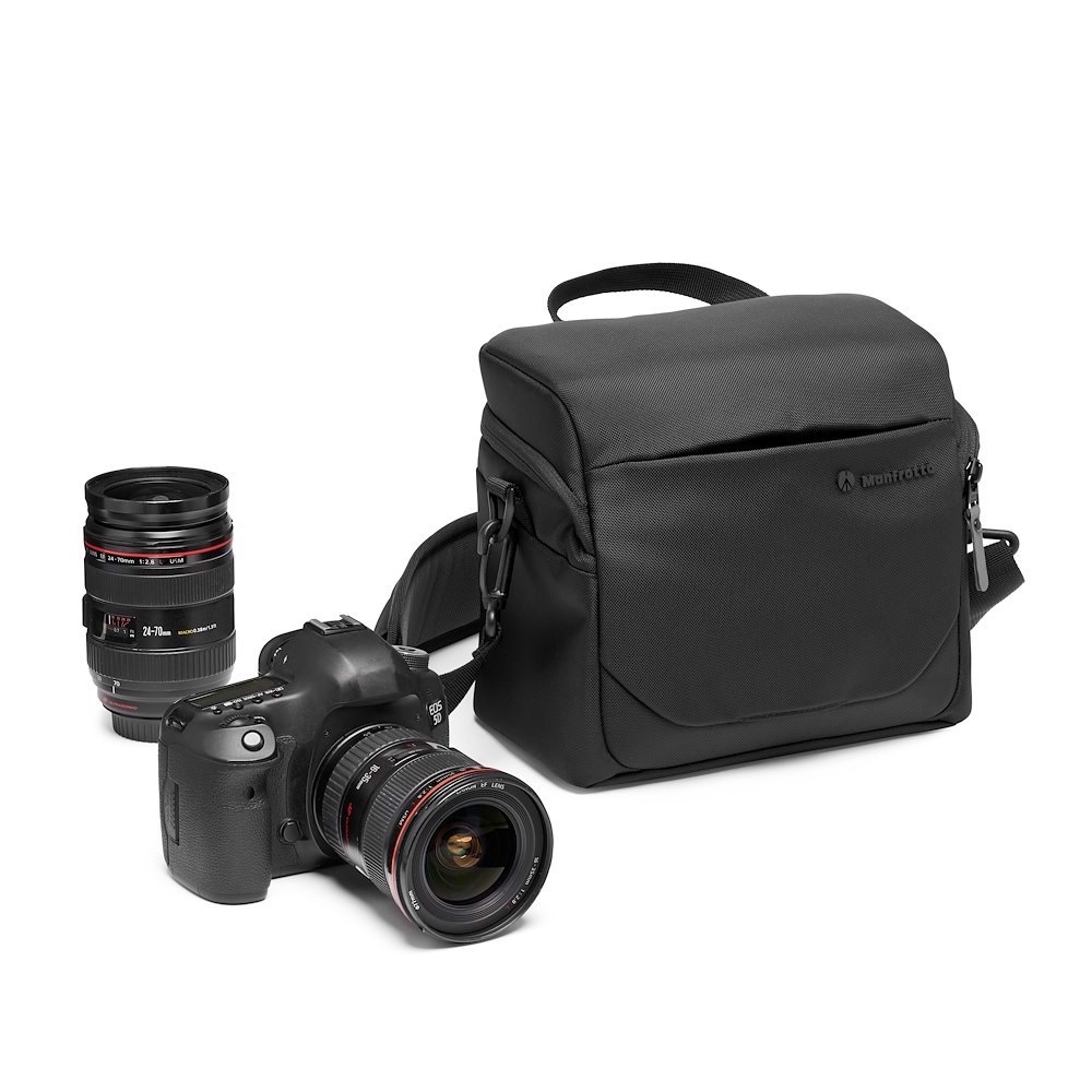 Manfrotto Advanced Borsa a Spalla L III - Borsa a tracolla per fotocamera Reflex e Mirrorless con Obiettivo, Rivestimento Idrorepellente e Copertura Antipioggia