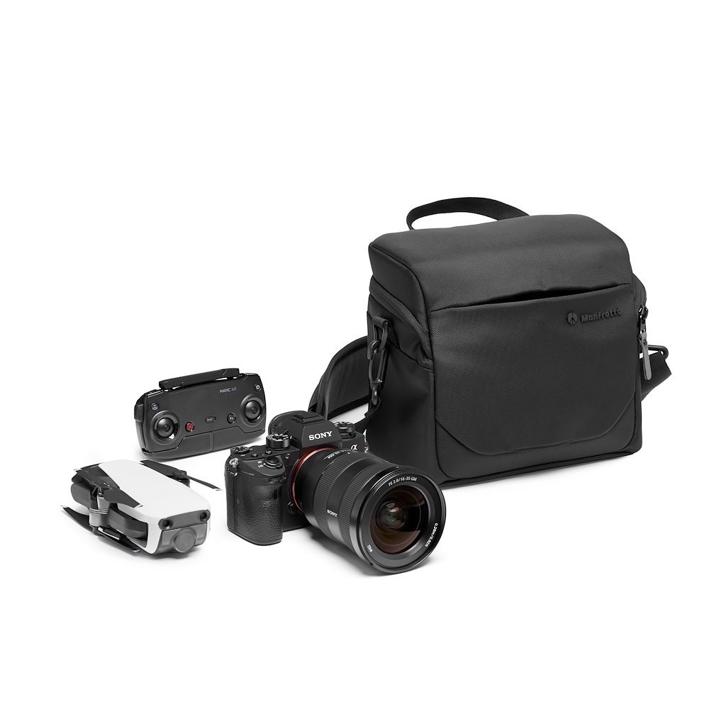 Manfrotto Advanced Borsa a Spalla L III - Borsa a tracolla per fotocamera Reflex e Mirrorless con Obiettivo, Rivestimento Idrorepellente e Copertura Antipioggia