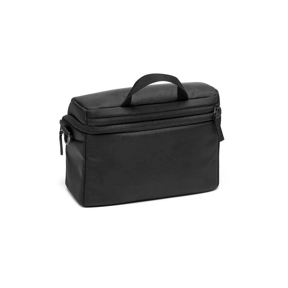 Manfrotto Advanced Shoulder Bag M III - Borsa a spalla per fotocamera mirrorless con 2-3 obiettivi, copertura antipioggia, tasca frontale e cinghia per treppiede - Nero