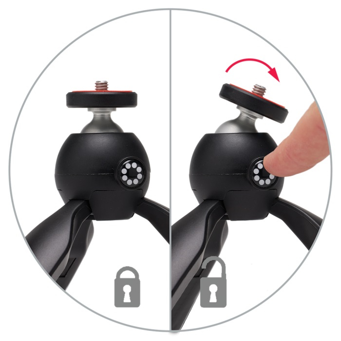 JOBY HandyPod 2 - Treppiede da Tavolo Portatile con Testa a Sfera per Smartphone, Action Cam e Fotocamere Mirrorless fino a 1 kg - Colore Nero