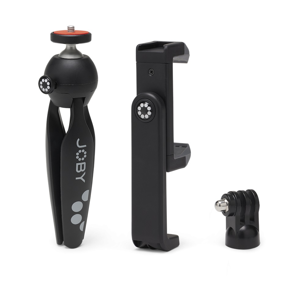 JOBY HandyPod 2 Kit - Treppiede da Tavolo per Smartphone e Action Cam, Supporto GripTight 360, fino a 1 kg, Nero