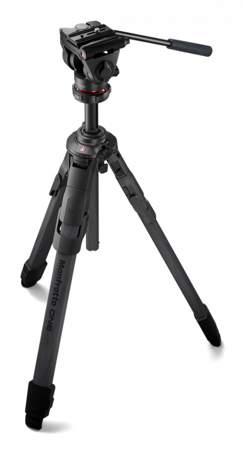 Manfrotto 500X - Treppiede Ibrido in Fibra di Carbonio con Testa Video Fluida, Portata 5kg, Colonna Livellante e Quick Release