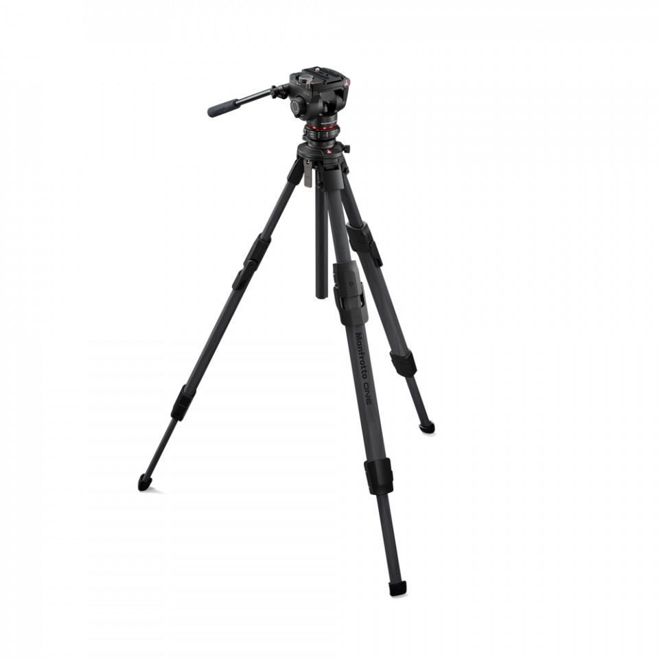 Manfrotto 500X - Treppiede Ibrido in Fibra di Carbonio con Testa Video Fluida, Portata 5kg, Colonna Livellante e Quick Release