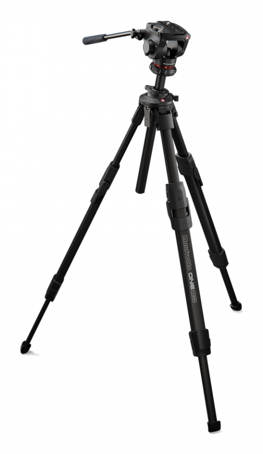 Manfrotto ONE Alu Treppiede Ibrido con Testa Fluida 500X - Portata 5kg, Colonna Livellante e Sistema Quick Release per DSLR e Mirrorless