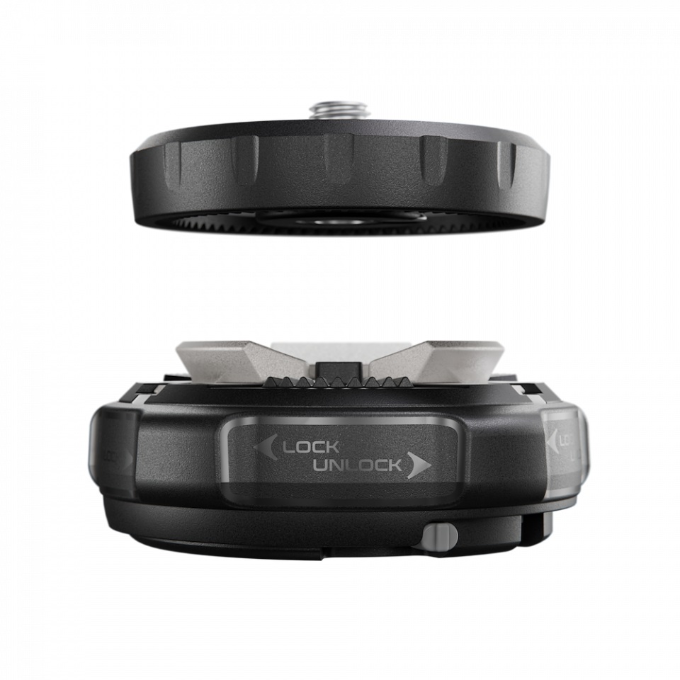 Manfrotto Xchange Sistema Universale per Treppiede - Base e Piastra, Portata 20 Kg, Alluminio Leggero, Filetti 3/8 e 1/4 per Foto, Video e Luci