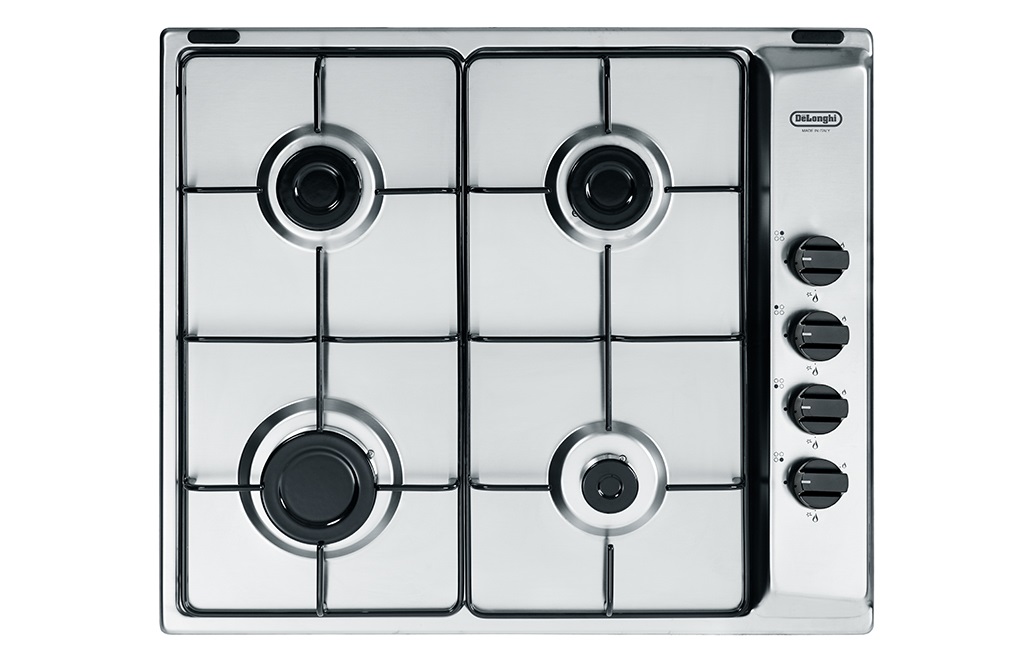 De'Longhi YAL 46 ASV Piano Cottura da Incasso 58 cm in Acciaio Inox a Gas con 4 Fornelli e Accensione Elettronica
