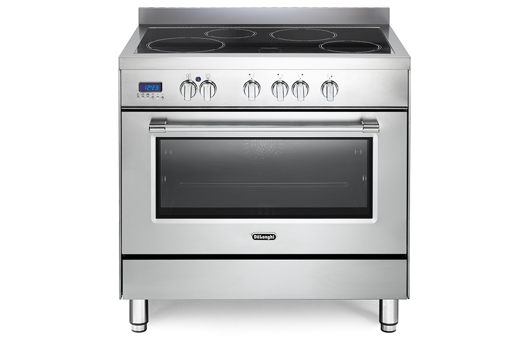 De'Longhi PRO 96 MX IN ED - Cucina freestanding con Piano cottura a induzione, 4 Fornelli, Forno Elettrico Multifunzione 115 L, Acciaio Inossidabile, 90x60 cm