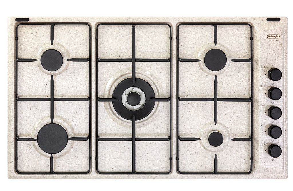 De'Longhi FLS 59 DD Piano Cottura A Gas Avena 90 cm con 5 Fuochi e Doppia Corona